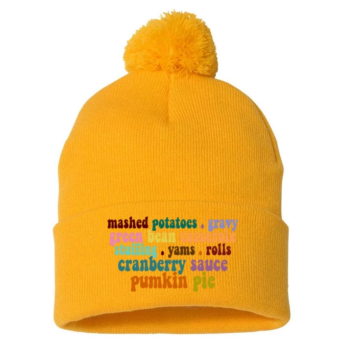 Mashed Potatoes Pumpkin Pie Holiday Food Lover Pom Pom 12in Knit Beanie