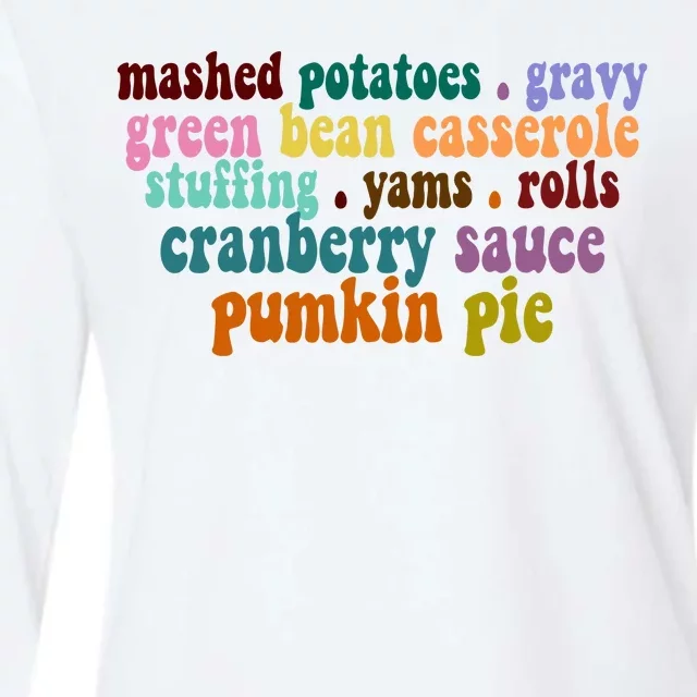 Mashed Potatoes Pumpkin Pie Holiday Food Lover Womens Cotton Relaxed Long Sleeve T-Shirt