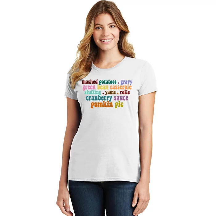 Mashed Potatoes Pumpkin Pie Holiday Food Lover Women's T-Shirt