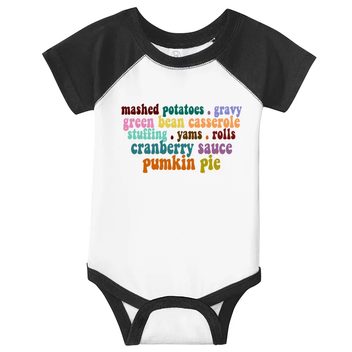 Mashed Potatoes Pumpkin Pie Holiday Food Lover Infant Baby Jersey Bodysuit