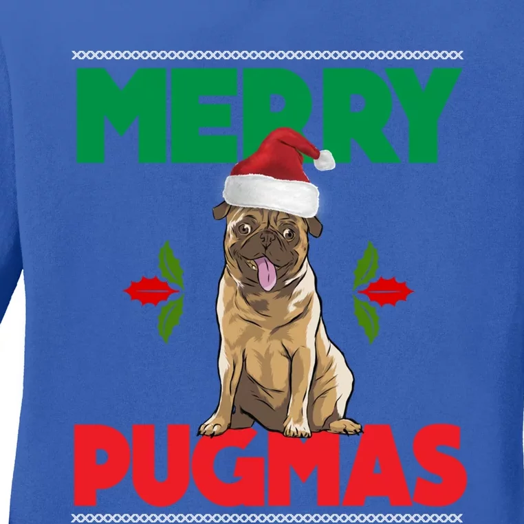 Merry Pugmas Pug Dog Cool Gift Merry Christmas Funny Xmas Meaningful Gift Ladies Long Sleeve Shirt