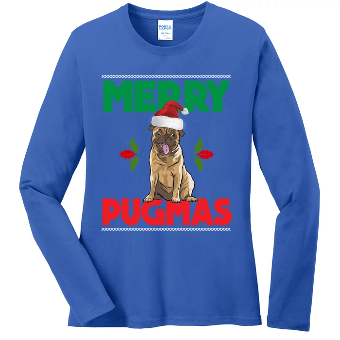 Merry Pugmas Pug Dog Cool Gift Merry Christmas Funny Xmas Meaningful Gift Ladies Long Sleeve Shirt