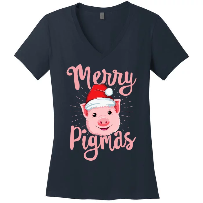 Merry Pigmas Pig Christmas Wo Farmers Love Gift Women's V-Neck T-Shirt