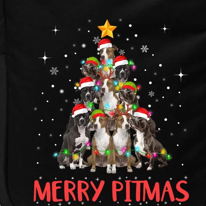 Merry Pitmas Pitbull Dog Ugly Christmas Sweater Tree Dogs Impact Tech Backpack