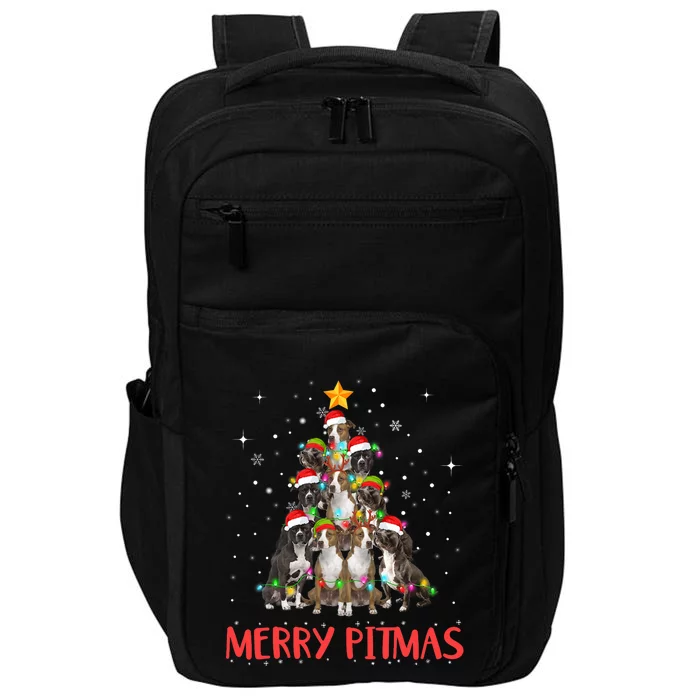 Merry Pitmas Pitbull Dog Ugly Christmas Sweater Tree Dogs Impact Tech Backpack