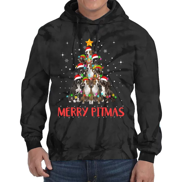 Merry Pitmas Pitbull Dog Ugly Christmas Sweater Tree Dogs Tie Dye Hoodie