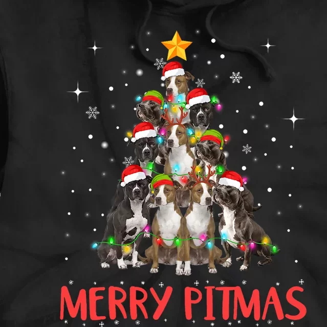 Merry Pitmas Pitbull Dog Ugly Christmas Sweater Tree Dogs Tie Dye Hoodie