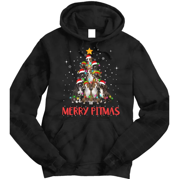 Merry Pitmas Pitbull Dog Ugly Christmas Sweater Tree Dogs Tie Dye Hoodie