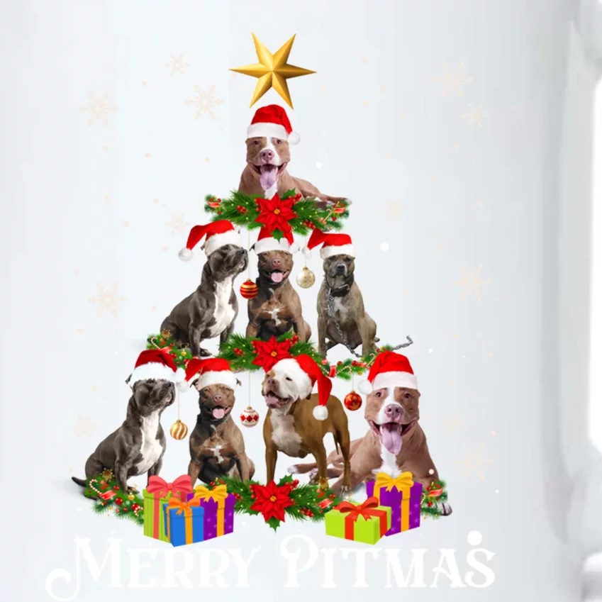 Merry Pitmas Pitbull Dog Ugly Christmas Sweater Tree Dogs Cute Gift Black Color Changing Mug