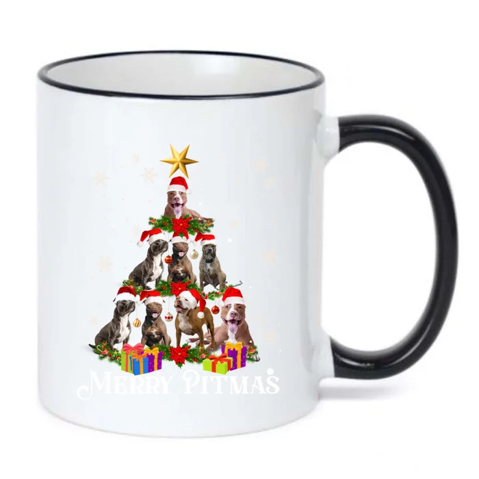 Merry Pitmas Pitbull Dog Ugly Christmas Sweater Tree Dogs Cute Gift Black Color Changing Mug