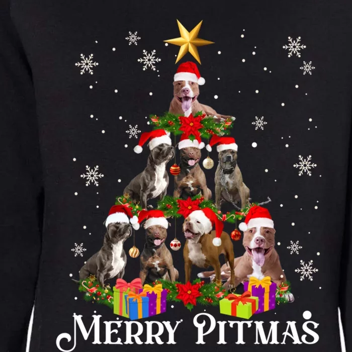 Merry Pitmas Pitbull Dog Ugly Christmas Sweater Tree Dogs Cute Gift Womens California Wash Sweatshirt