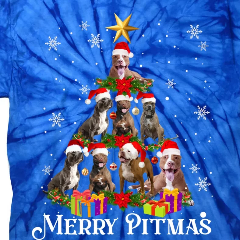 Merry Pitmas Pitbull Dog Ugly Christmas Sweater Tree Dogs Cute Gift Tie-Dye T-Shirt