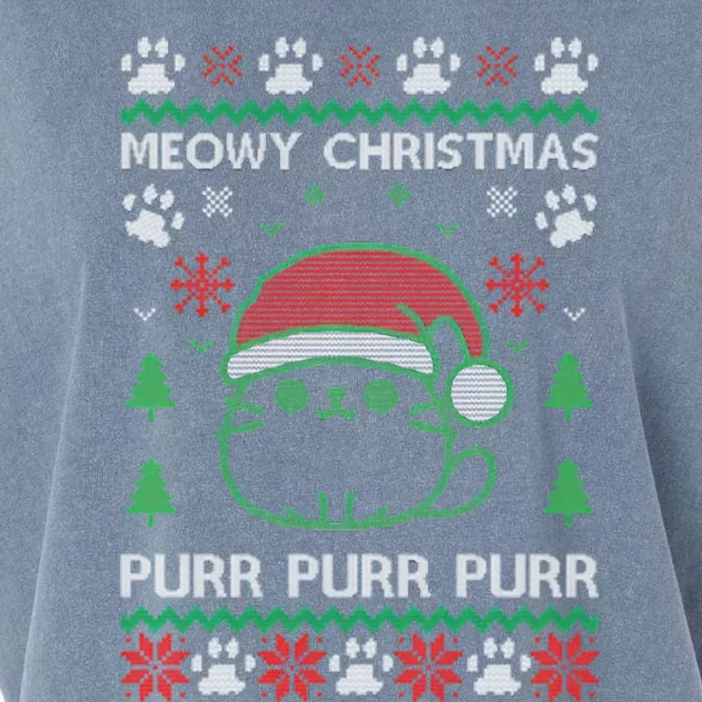 Meowy Purr Purr Purr Ugly Christmas Garment-Dyed Women's Muscle Tee