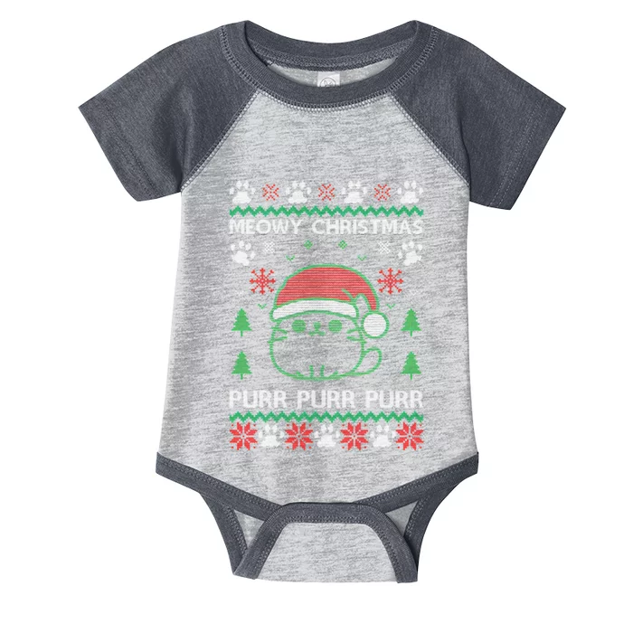 Meowy Purr Purr Purr Ugly Christmas Infant Baby Jersey Bodysuit