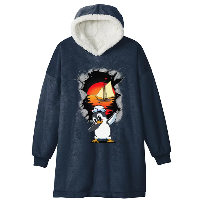 Maritime Penguin Penguins Children Children Sailor Hooded Wearable Blanket