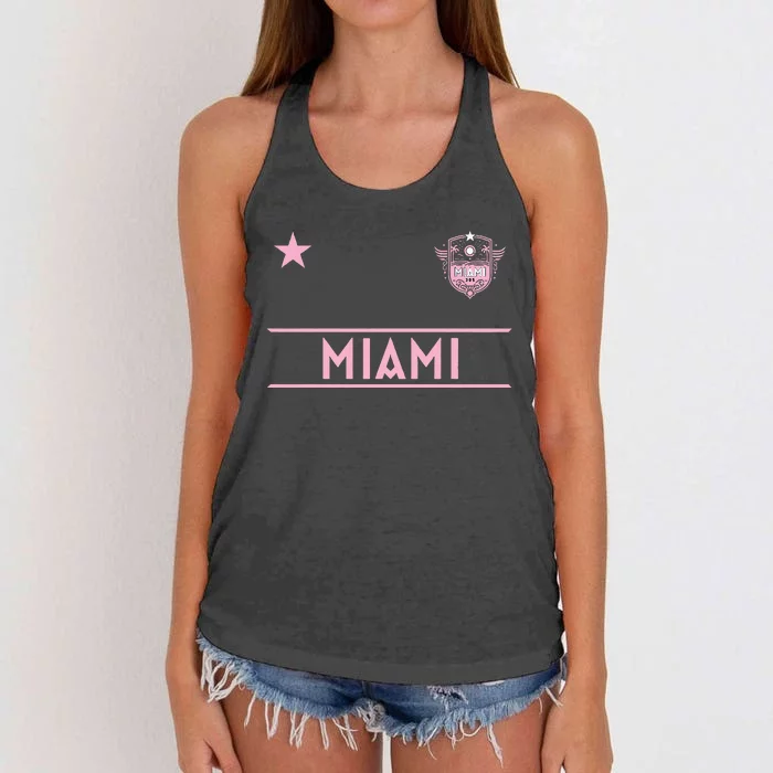 Miami Pink Palm Designer Badge Women's Knotted Racerback Tank