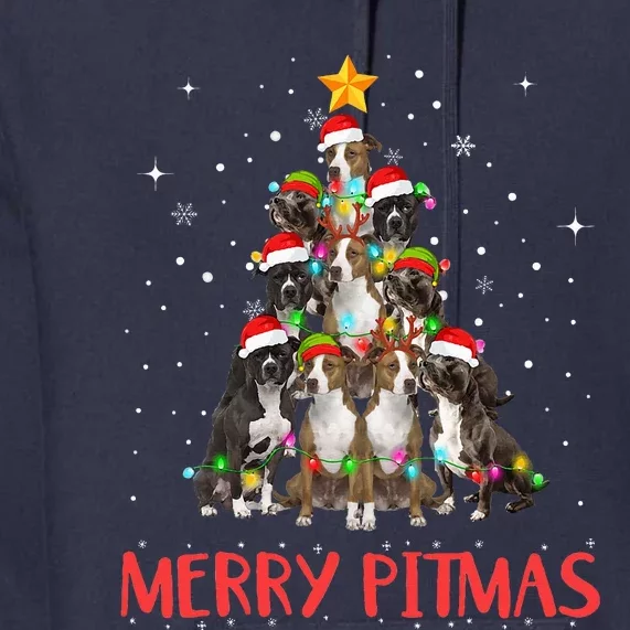 Merry Pitmas Pitbull Dog Ugly Christmas Sweater Tree Dogs Premium Hoodie