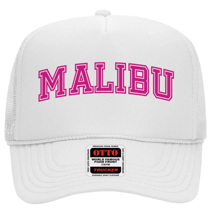 Malibu Pink Retro High Crown Mesh Trucker Hat