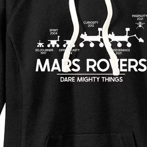 Mars Perseverance Rover Dare Mighty Things Landing Timeline Women's Fleece Hoodie