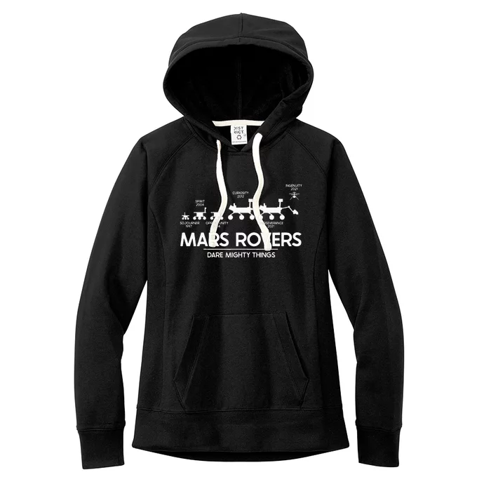 Mars Perseverance Rover Dare Mighty Things Landing Timeline Women's Fleece Hoodie