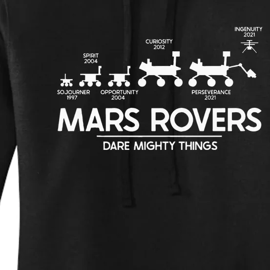 Mars Perseverance Rover Dare Mighty Things Landing Timeline Women's Pullover Hoodie