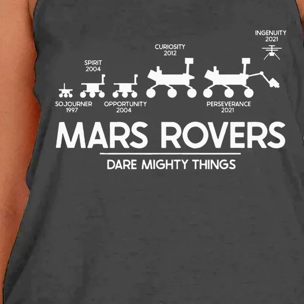 Mars Perseverance Rover Dare Mighty Things Landing Timeline Women's Knotted Racerback Tank