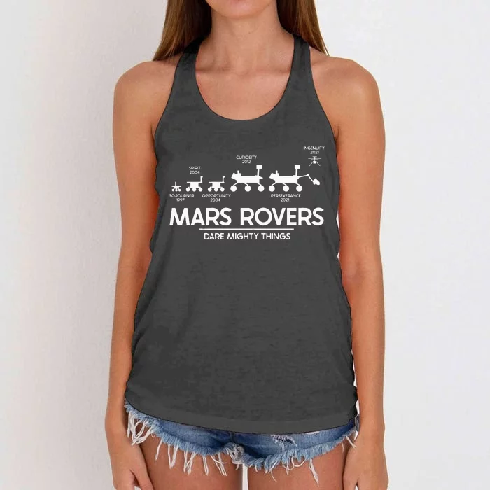 Mars Perseverance Rover Dare Mighty Things Landing Timeline Women's Knotted Racerback Tank