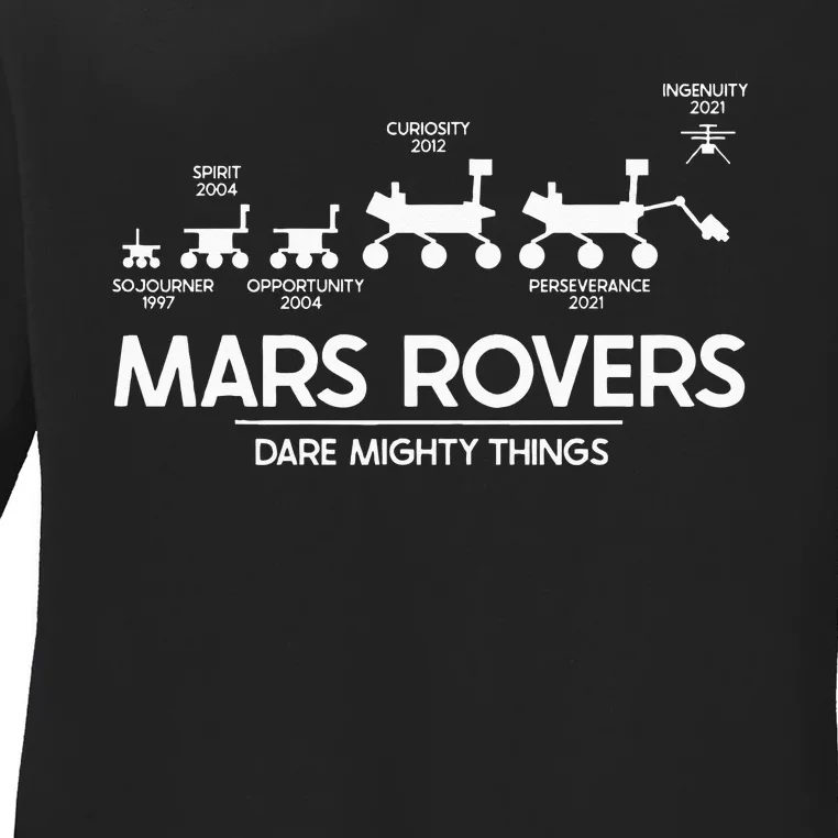 Mars Perseverance Rover Dare Mighty Things Landing Timeline Ladies Long Sleeve Shirt