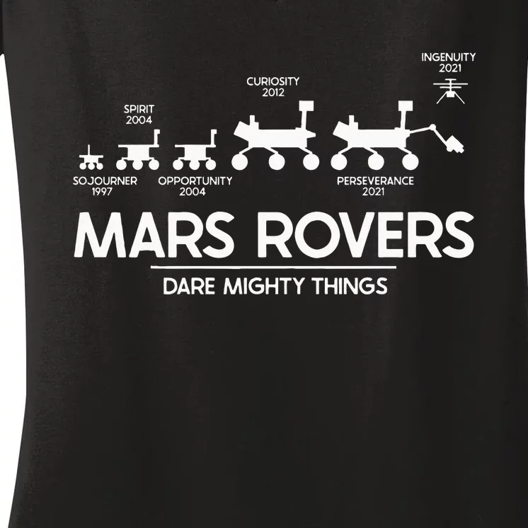 Mars Perseverance Rover Dare Mighty Things Landing Timeline Women's V-Neck T-Shirt