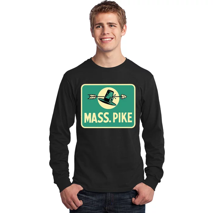 Mass Pike Road Sign Massachusetts Turnpike Route 90 Long Sleeve Shirt