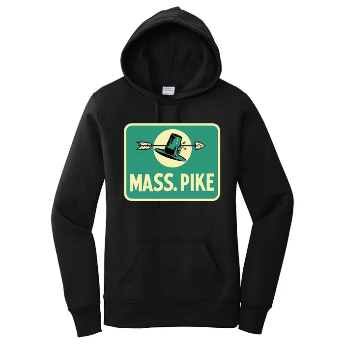 Mass Pike Road Sign Massachusetts Turnpike Route 90 Women's Pullover Hoodie