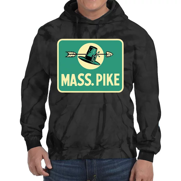 Mass Pike Road Sign Massachusetts Turnpike Route 90 Tie Dye Hoodie