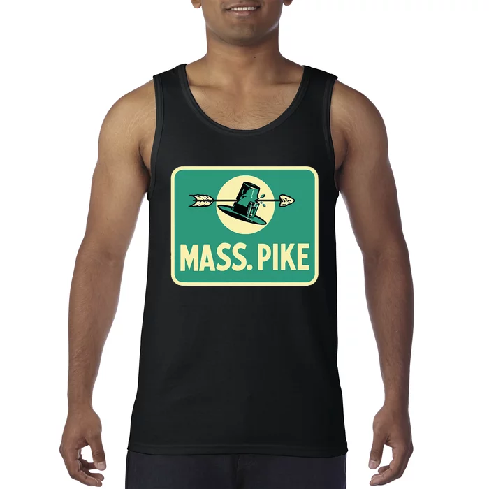 Mass Pike Road Sign Massachusetts Turnpike Route 90 Tank Top