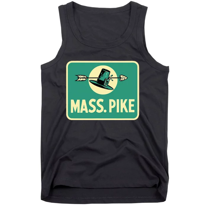 Mass Pike Road Sign Massachusetts Turnpike Route 90 Tank Top