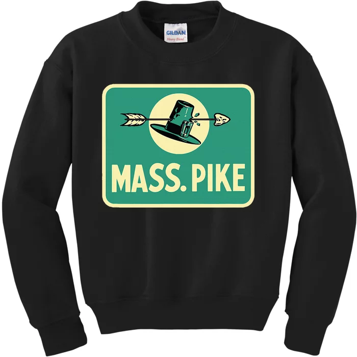 Mass Pike Road Sign Massachusetts Turnpike Route 90 Kids Sweatshirt