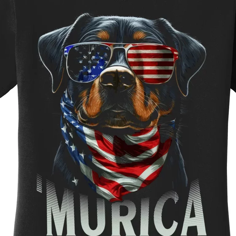 Murica Patriotic Rottweiler 4th Of July Dog Women's T-Shirt