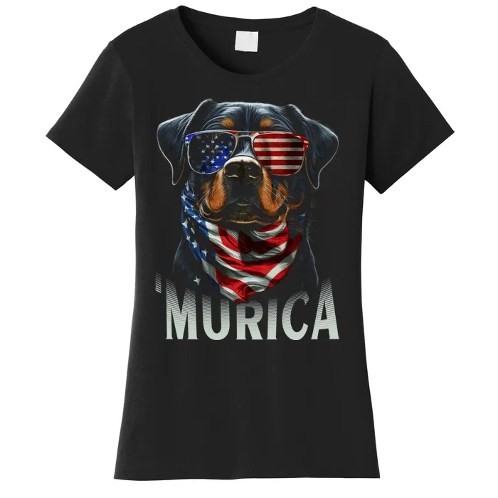 Murica Patriotic Rottweiler 4th Of July Dog Women's T-Shirt