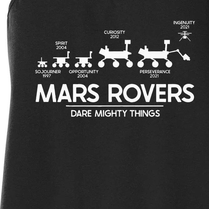 Mars Perseverance Rover Dare Mighty Things Landing Timeline Women's Racerback Tank