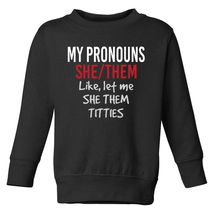 My Pronouns She Them Like Let Me She Them Titties Toddler Sweatshirt