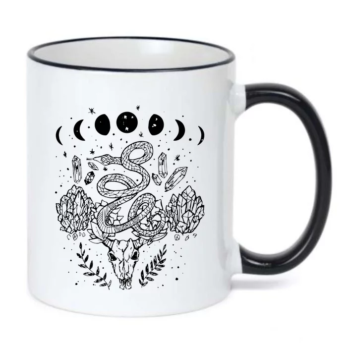 Moon Phases Snake And Crystals Gothic Punk Black Color Changing Mug