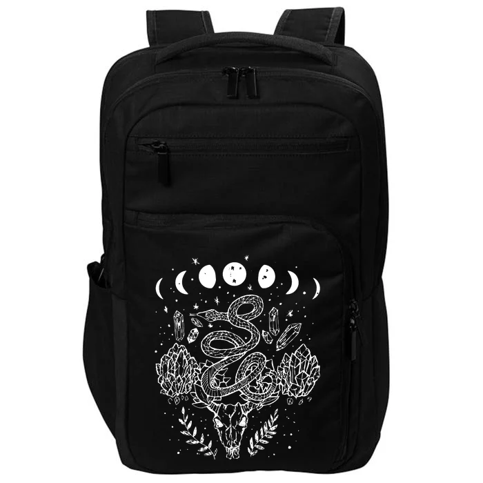 Moon Phases Snake And Crystals Gothic Punk Impact Tech Backpack