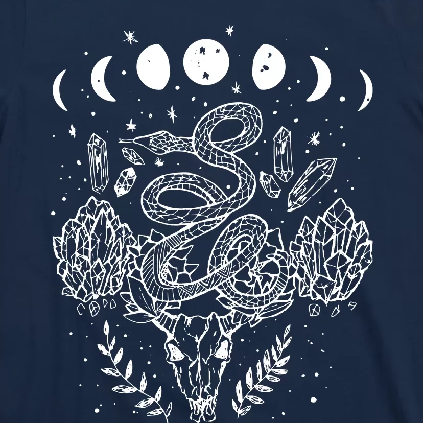 Moon Phases Snake And Crystals Gothic Punk T-Shirt