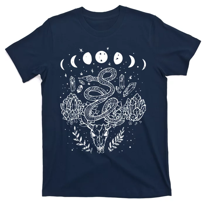 Moon Phases Snake And Crystals Gothic Punk T-Shirt