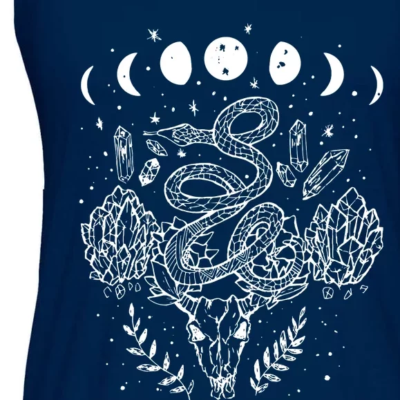 Moon Phases Snake And Crystals Gothic Punk Ladies Essential Flowy Tank