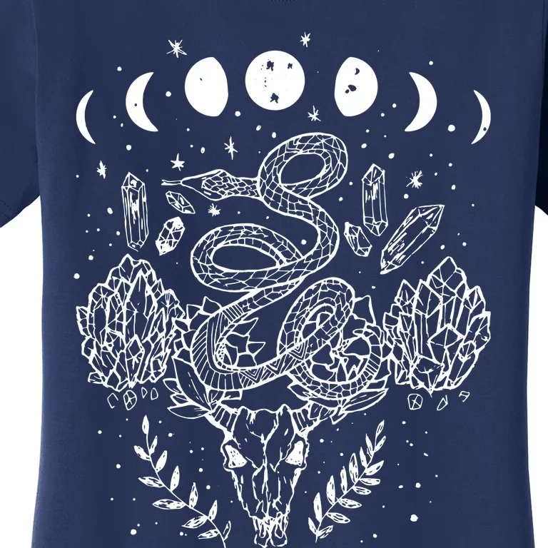 Moon Phases Snake And Crystals Gothic Punk Women's T-Shirt