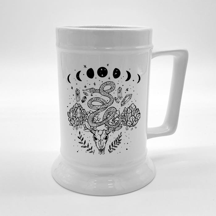 Moon Phases Snake And Crystals Gothic Punk Front & Back Beer Stein