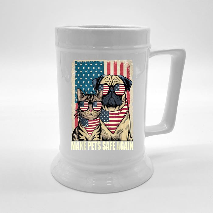 Make Pets Safe Again Trump Harris Debate Eating The Dogs Cat Gift Front & Back Beer Stein