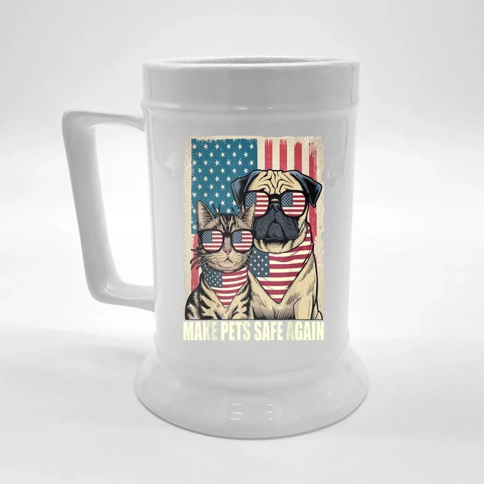 Make Pets Safe Again Trump Harris Debate Eating The Dogs Cat Gift Front & Back Beer Stein