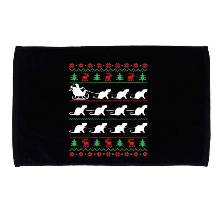 Mouse Pulls Santa Sleigh Christmas Mouse Lover Xmas Gift Microfiber Hand Towel