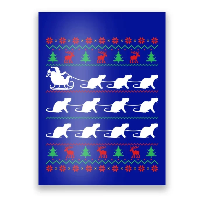 Mouse Pulls Santa Sleigh Christmas Mouse Lover Xmas Gift Poster